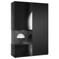 VITRINE Morena Tür und Einsatz in Schwarz Matt - Schwarz, Holzwerkstoff (91.5/136.5/37cm) - Vladon