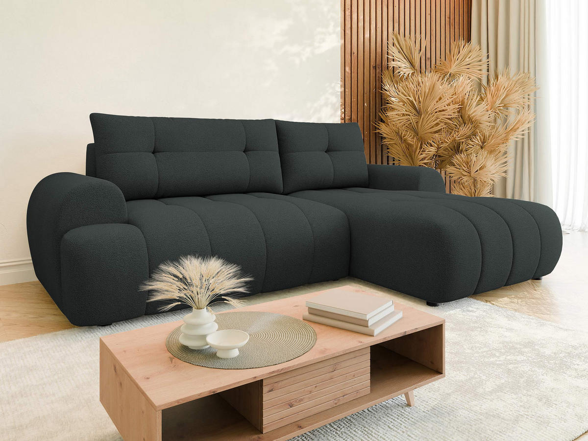 ECKSOFA Fiorano, Seite: Rechts - Anthrazit/Schwarz, Holz/Kunststoff (265/177cm) - MIRJAN24