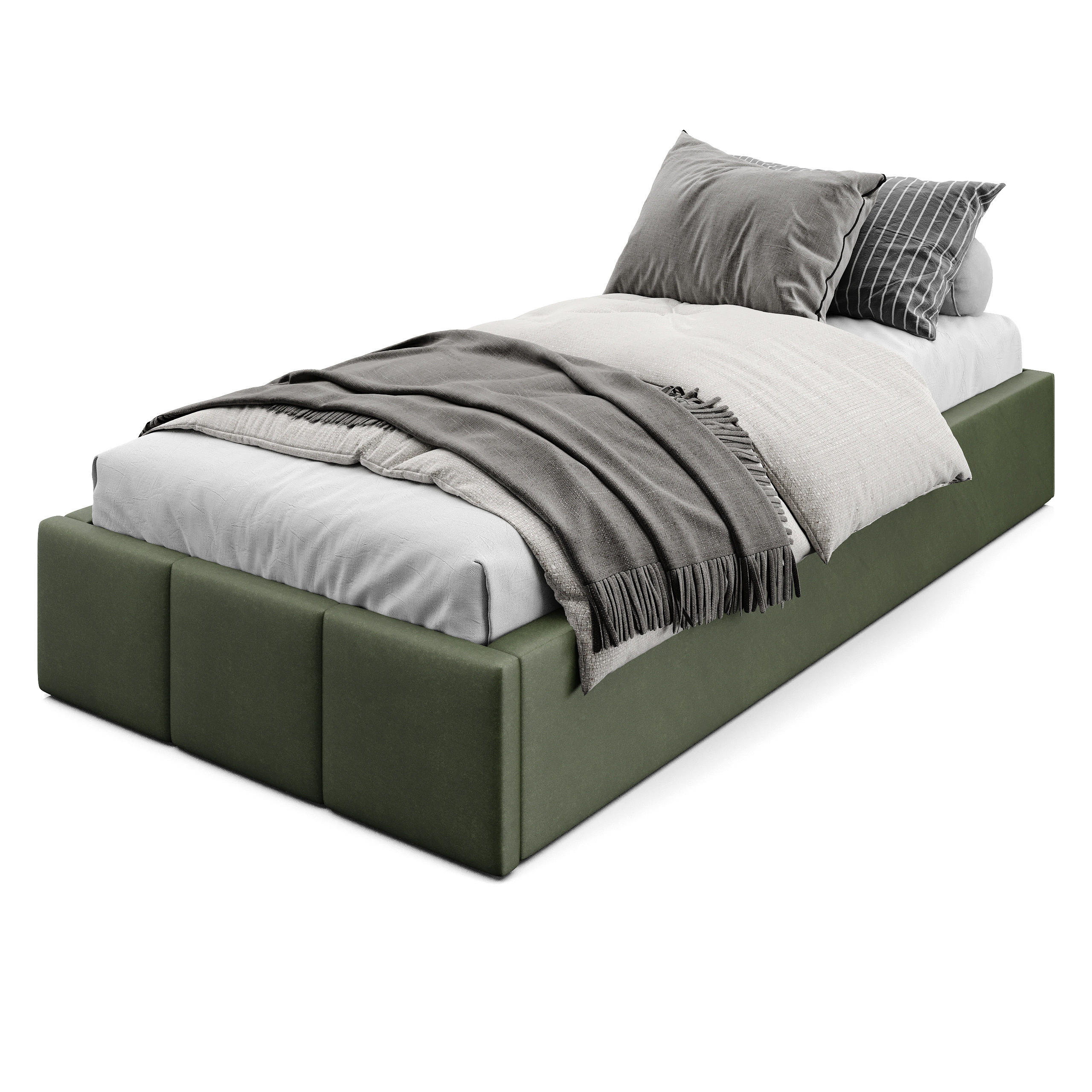 POLSTERBETT für Schlafzimmer Bett mit Stauraum Khaki 90x200cm - Olivgrün, Holzwerkstoff/Textil (90/200cm) - Muralo