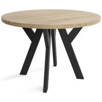 ESSZIMMERTISCH LOFT O, Tisch Durchmesser: 90 cm, Wohnzimmertisch Farbe: SONOMA, mit Holzbeinen in Farbe Schwarz - Schwarz/Sonoma Eiche, Holzwerkstoff (90/90/76cm) - Sepro Meble