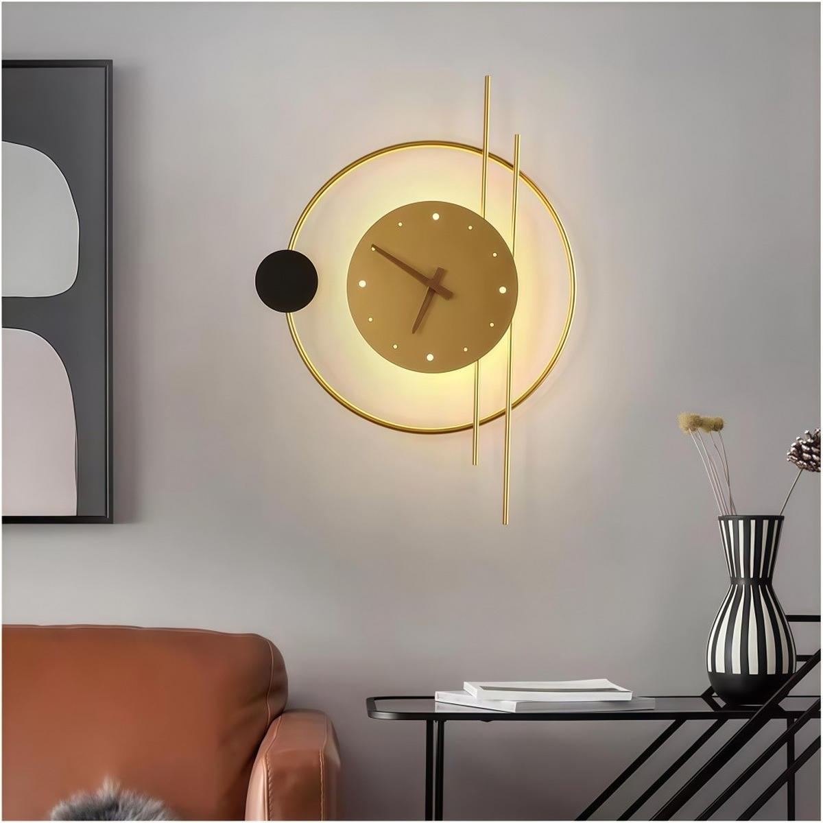 WANDUHR LED Nordisch, Metall Acryl, Gold, Wohnzimmer Flur - Goldfarben, Metall (57/5/42cm) - Authentics