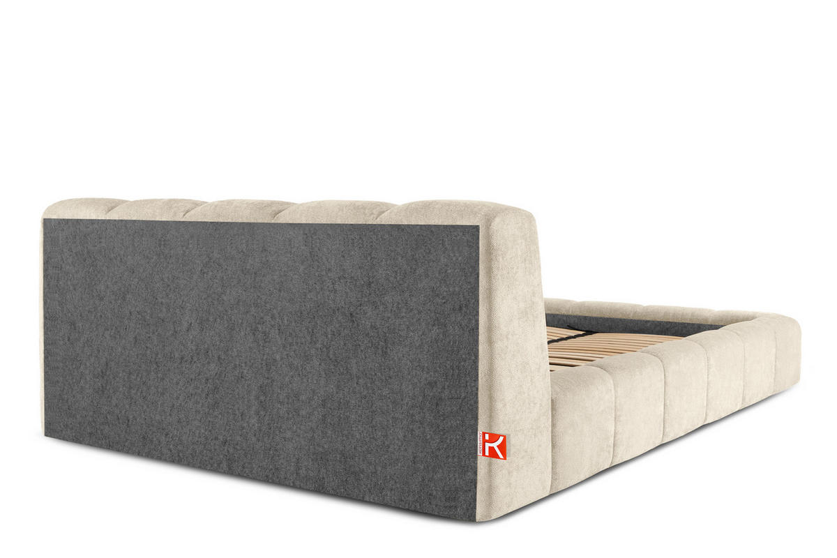 POLSTERBETT OLMIRA - Ecru/Schwarz, Holz/Holzwerkstoff (202/203cm) - KONSIMO®