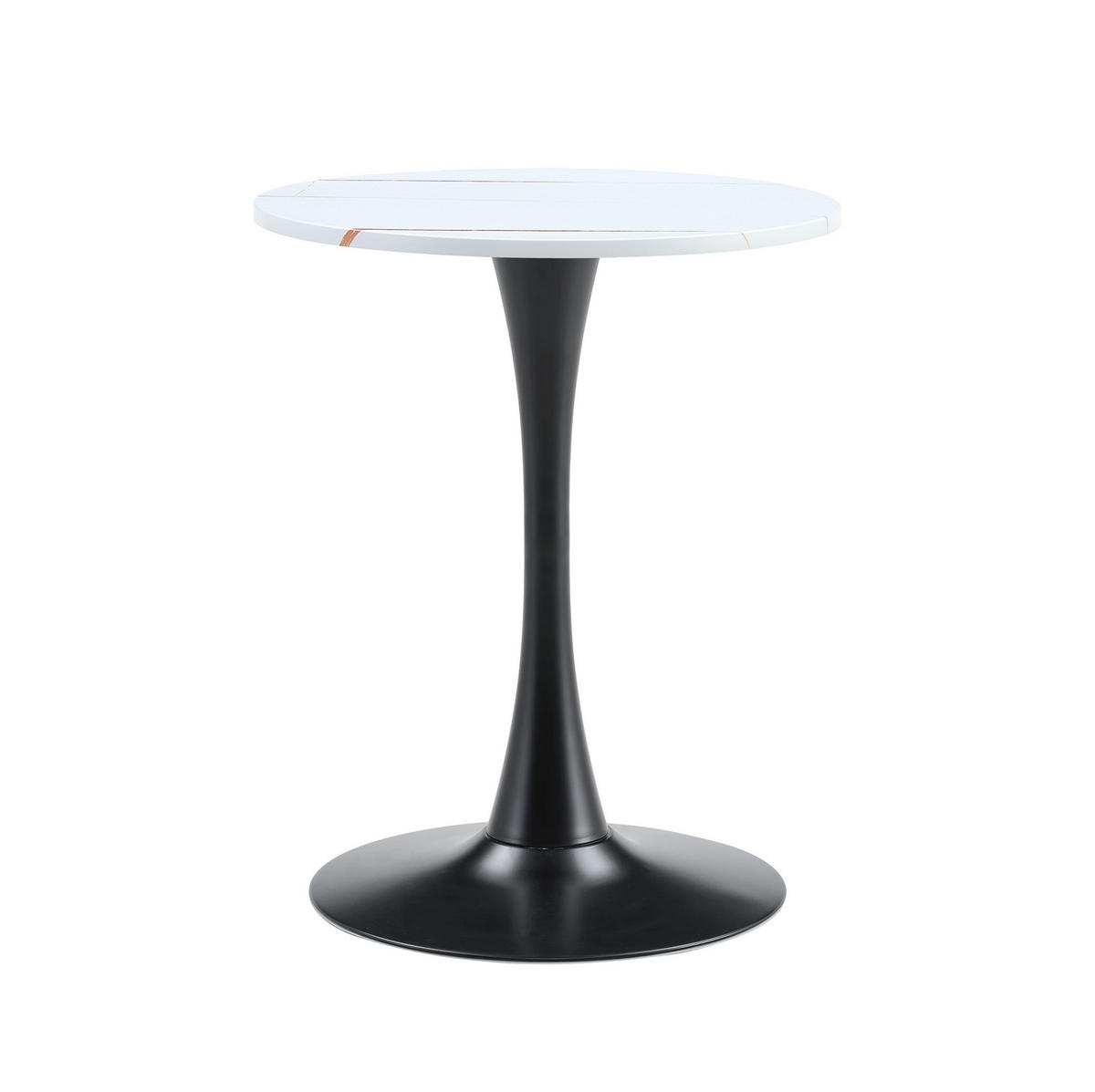 BEISTELLTISCH rund 60/60/72 cm Weiß Schwarz aus MDF Metall mit thermoformierter Tischplatte - Weiß, Holzwerkstoff (60/60/72cm) - OKWISH