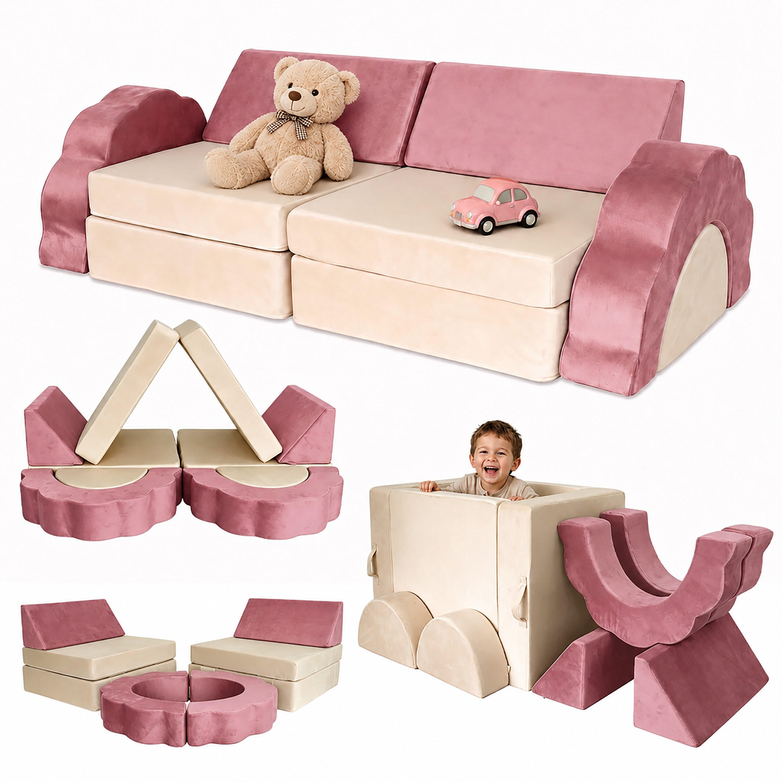 POHOVKA růžová dětská 10dílná-sada - růžová, textil/plast (150/47/65cm) - Relaxdays