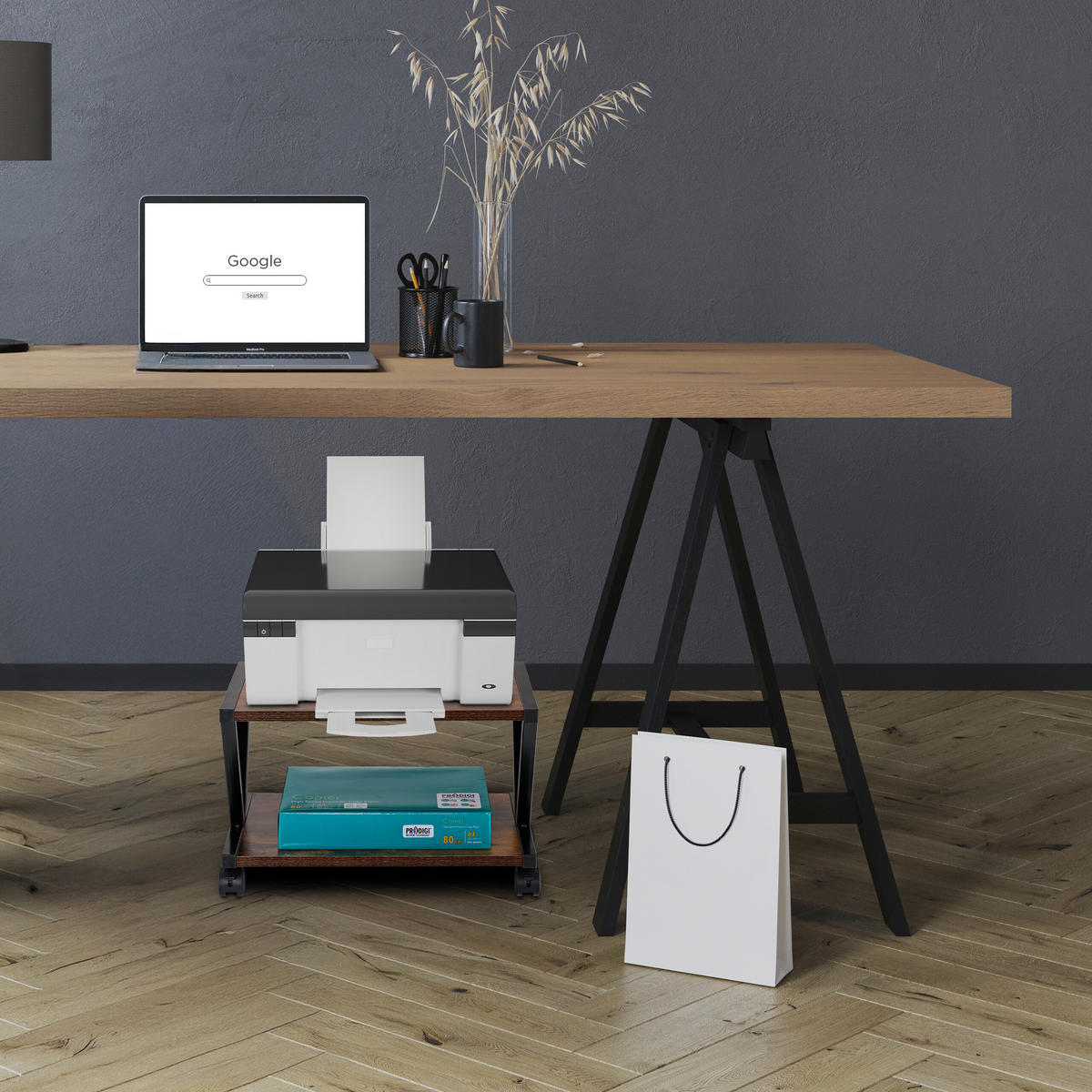 DRUCKERSTÄNDER - Multicolor, Holzwerkstoff/Kunststoff (28.5/44/28cm) - Relaxdays