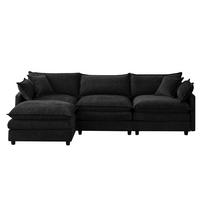 ECKSOFA 267/154/85 cm Schwarz mit Chaiselongue und Hocker - Schwarz, Textil (267/154cm) - Oxeza