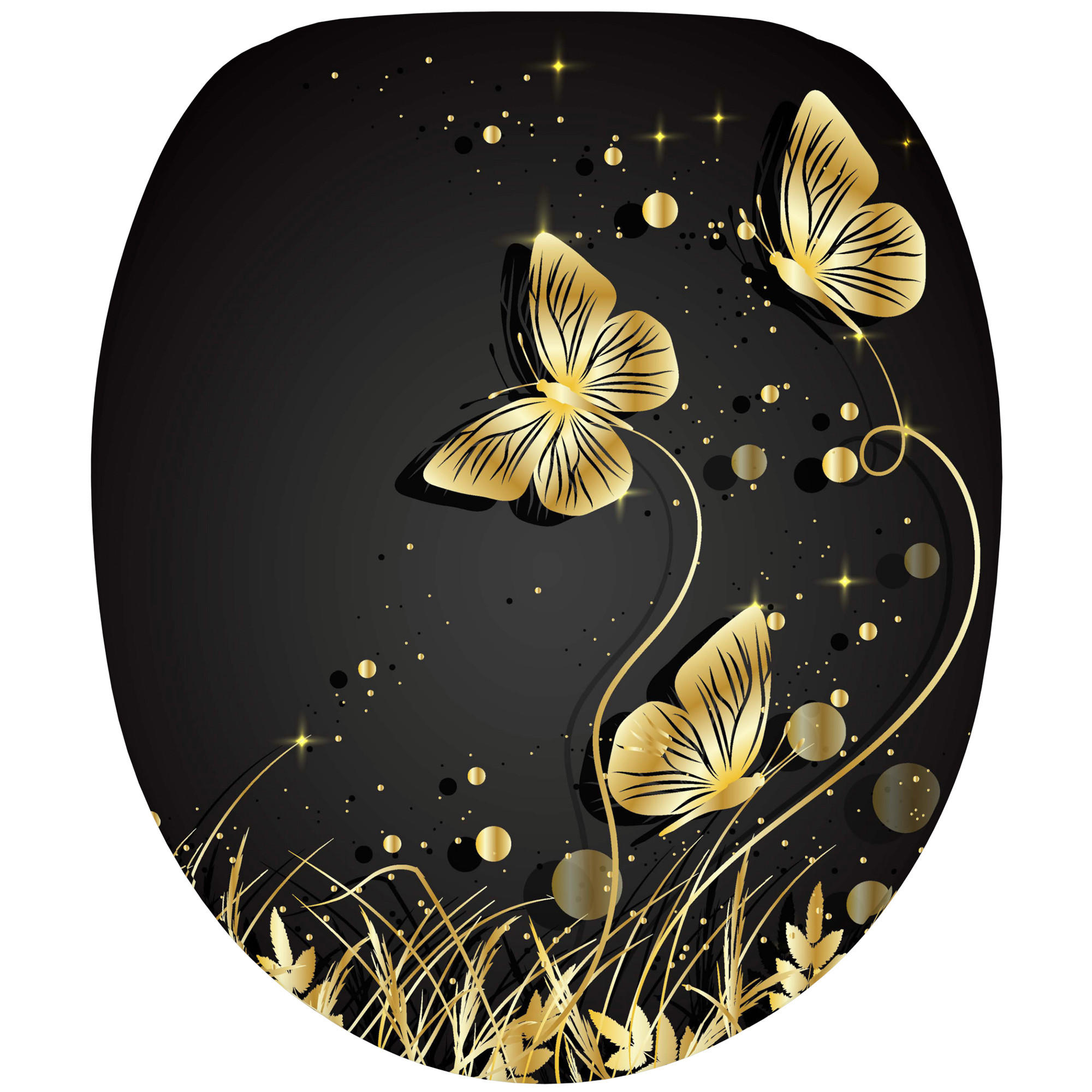 WC Sitz mit Absenkautomatik Silhouette - Schwarz, Holzwerkstoff (38/6/47cm) - Sanilo