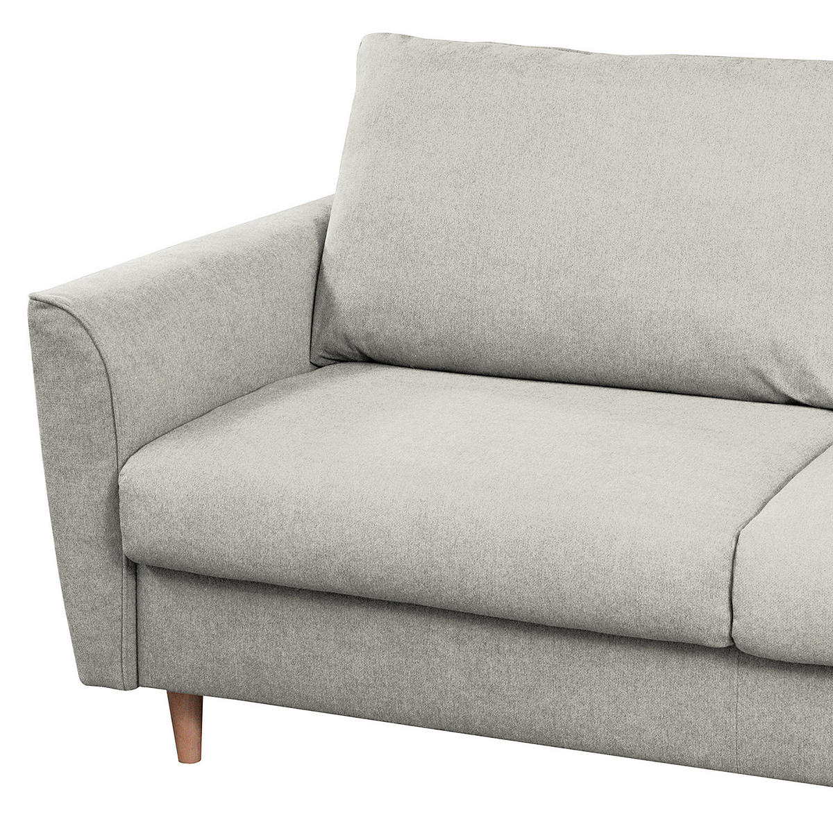 SCHLAFSOFA mit Matratze - Webstoff - Buchefarben/Hellgrau, Buchenholz/Textil (195/90/102cm) - home24