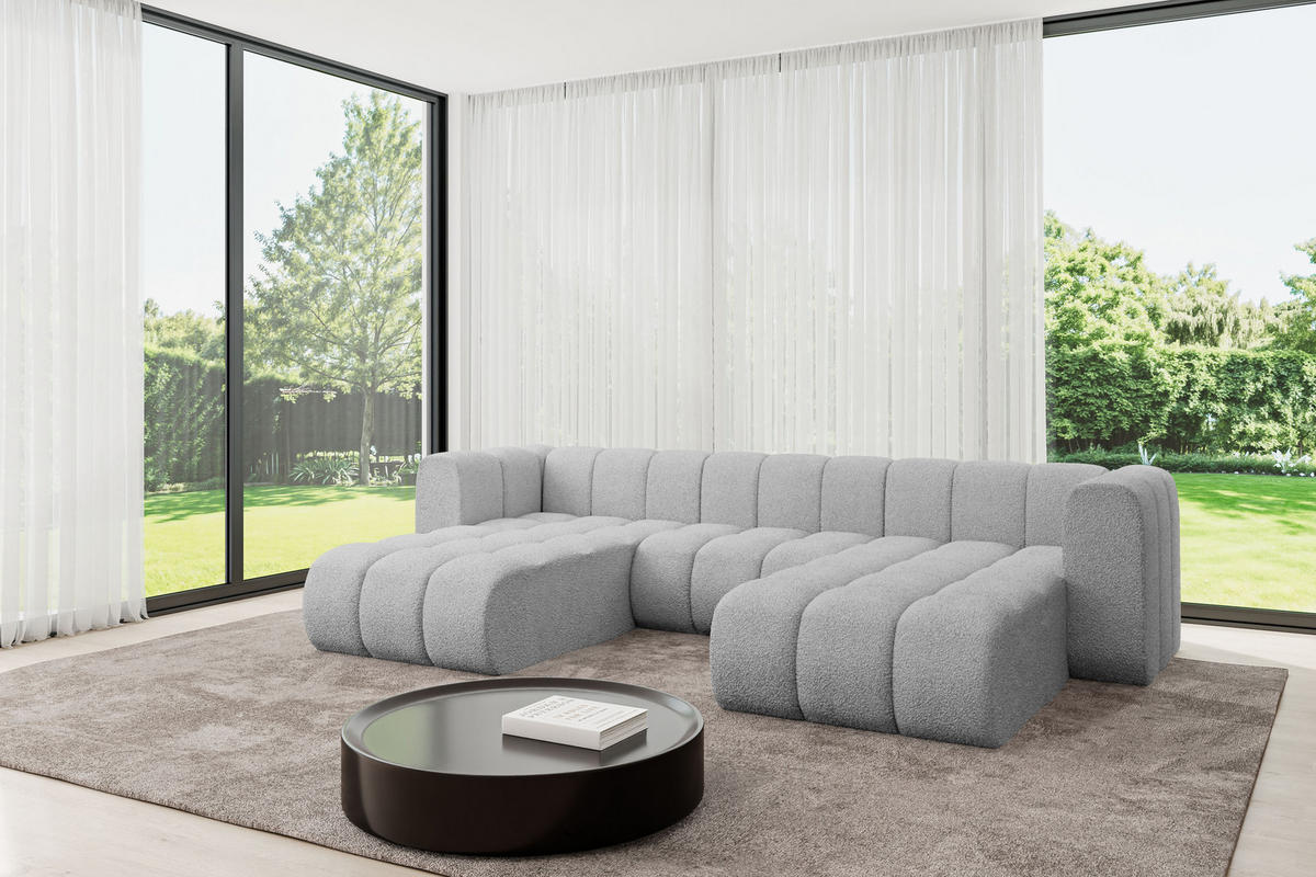WOHNLANDSCHAFT modulares Sofa Joren-U1 - 319x177x70 cm Hellgrau - Hellgrau, Holzwerkstoff/Textil (319/70/177cm) - ALTDECOR