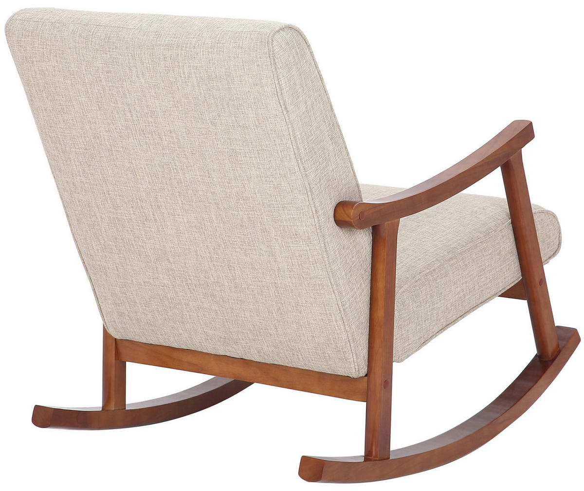 SCHAUKELSTUHL Morello Stoff, Gestell Kautschukhokz Walnuss Creme - Walnussfarben/Creme, Holz/Textil (67/82/92cm) - TPFLiving