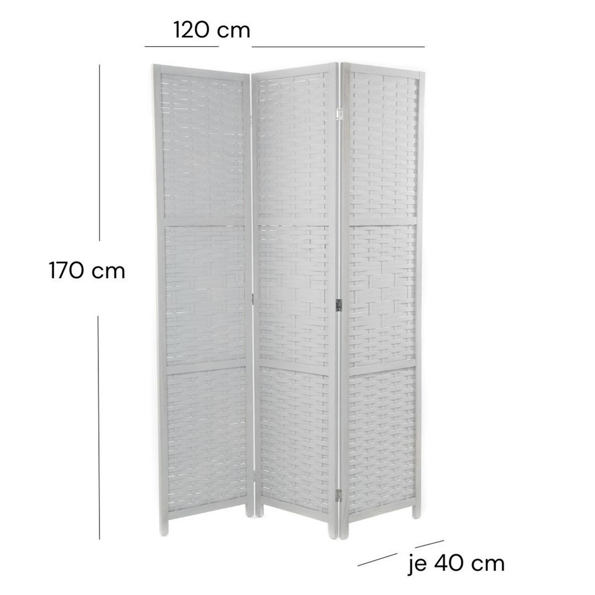 RAUMTEILER Bambu 3-tlg. Bambus Holz grau - Grau, Holz (120/170/3cm) - DESIGN DELIGHTS