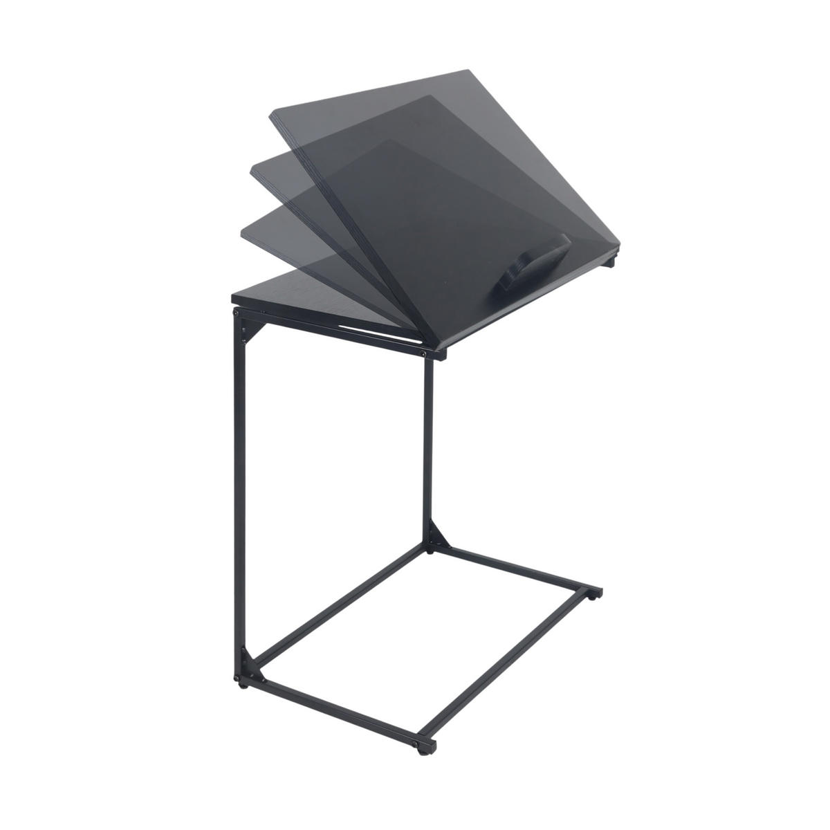 BEISTELLTISCH - Schwarz, Holzwerkstoff/Metall (35/55/66cm) - Relaxdays