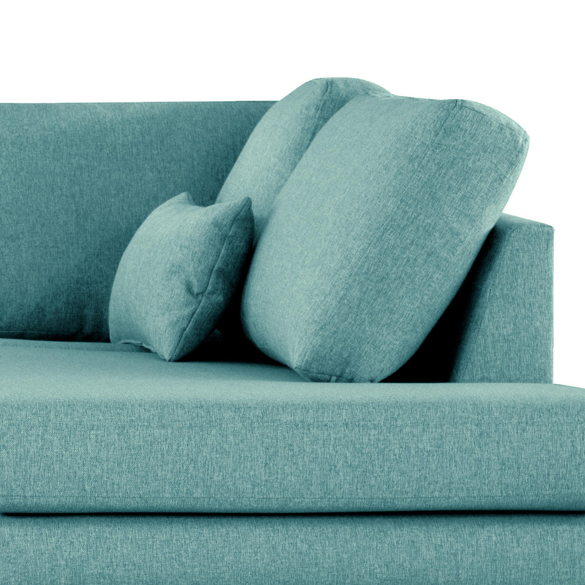 ECKSOFA mit Ottomane - Buchefarben/Petrol, Buchenholz/Textil (287/219cm) - home24