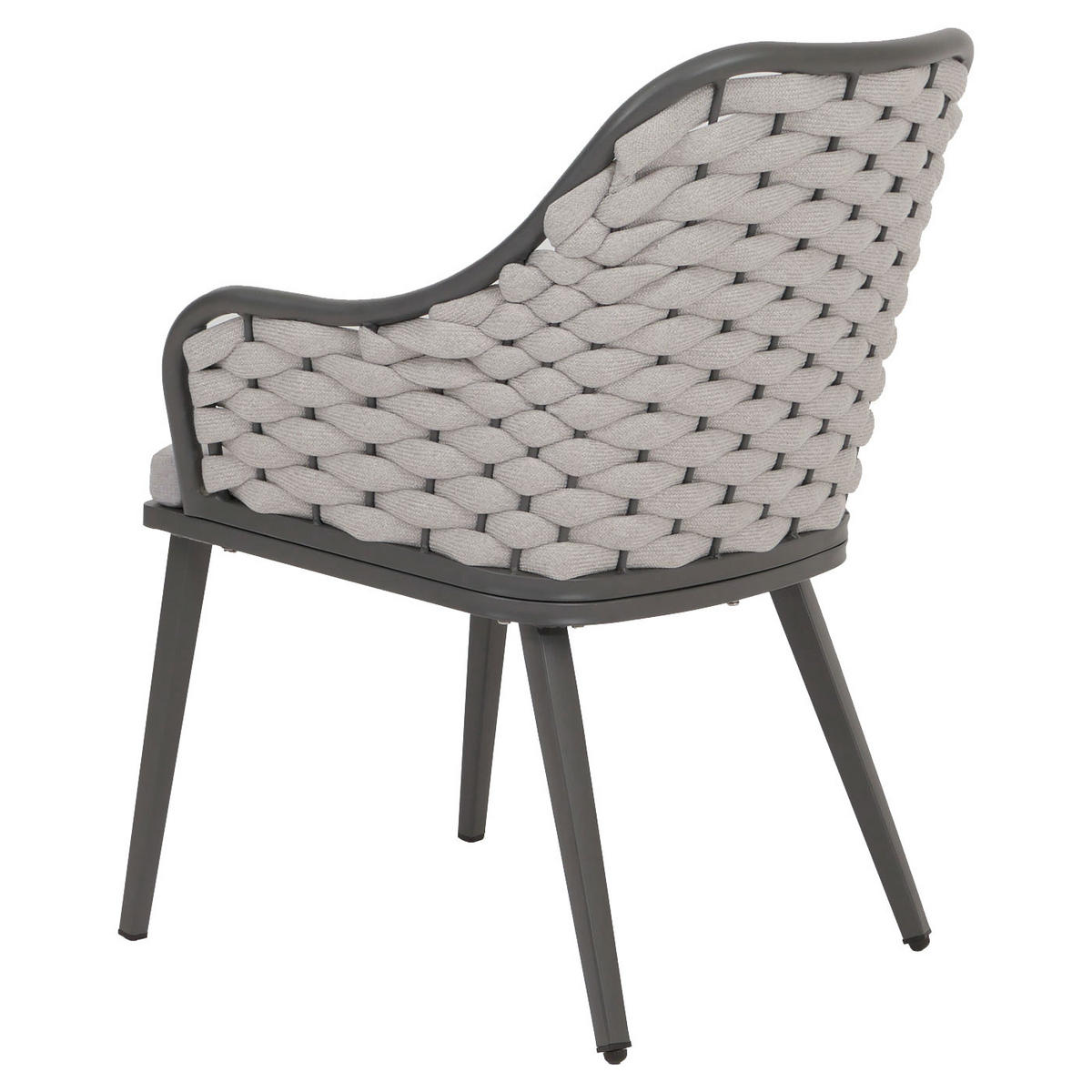 GARTENSTUHL 2er-Set aus Aluminium HxBxT 84x59x63cm Sitzhöhe 46cm Olefin (200 g/m²) Seilgeflecht Rope Hellgrau Kissen Hellgrau - Hellgrau, Metall (59/84/63cm) - PROREGAL