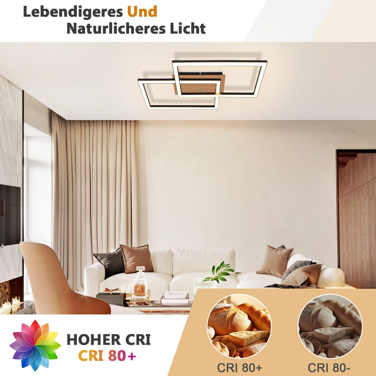 LED-DECKENLEUCHTE Ratingen 50/30/6.1 cm - Schwarz, Metall (50/30/6.1cm) - Nettlife