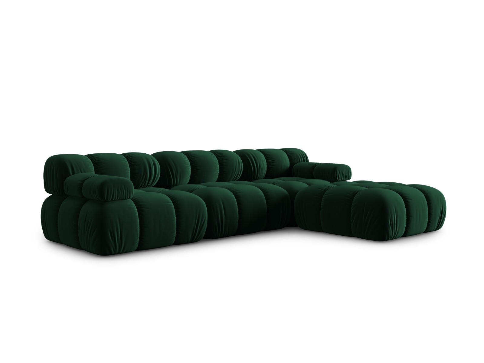 MODULARES-SOFA Bellis aus Samt flaschengrün 4 Sitzplätze - Grün, Textil (188/63/282cm) - Micadoni