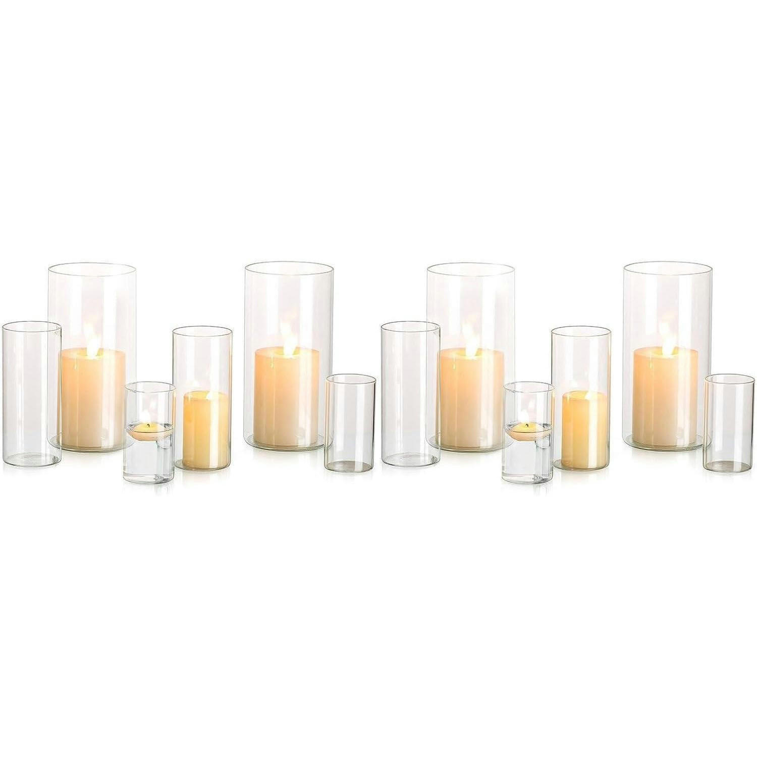 WINDLICHT Glas Set 4-teilig modern für Stumpenkerzen und Teelichter - Transparent, Glas (10cm)