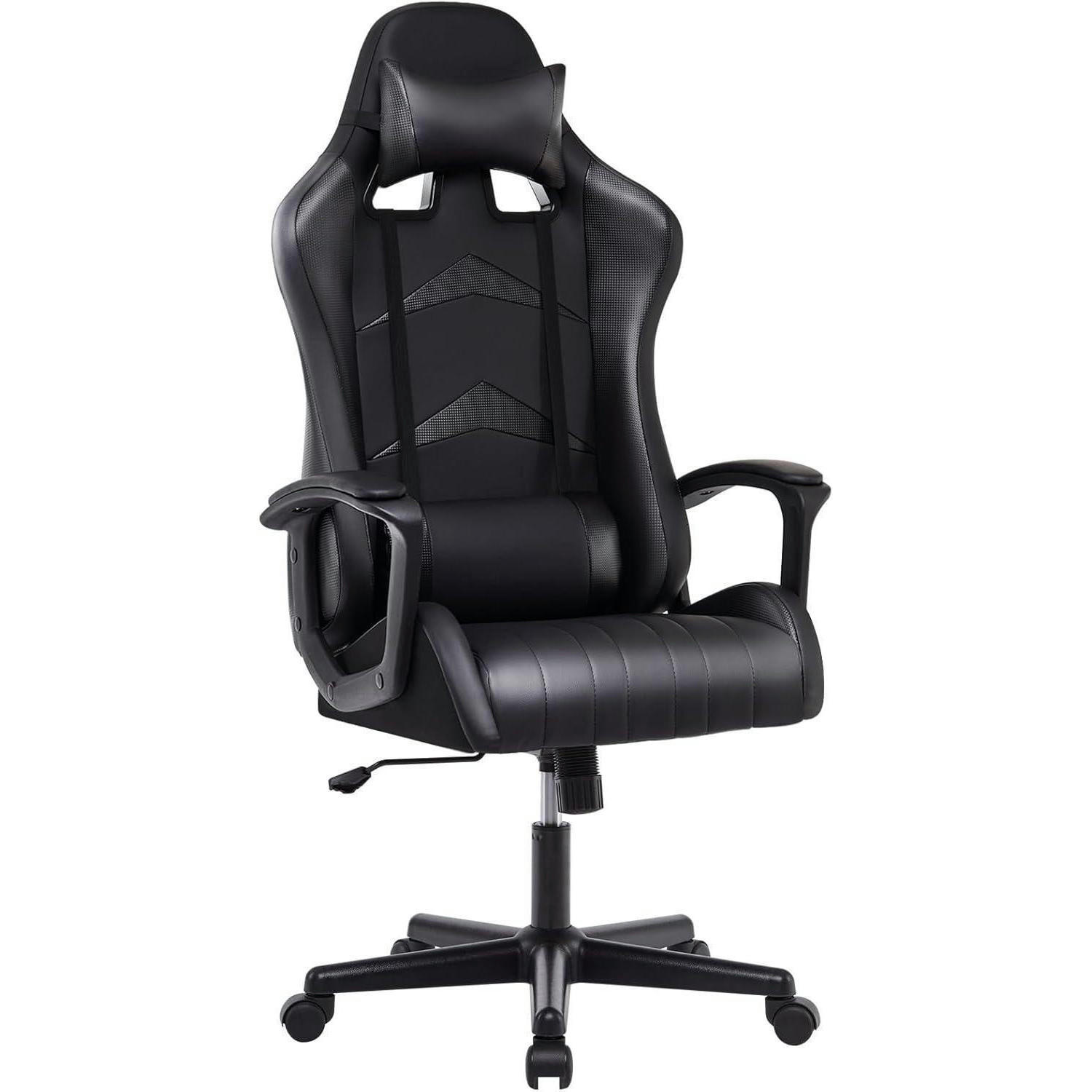 GAMING Stuhl mit Kopf- und Lendenkissen Schwarz 52 x 49 x 130 cm - Schwarz, Kunststoff (49/130/52cm)