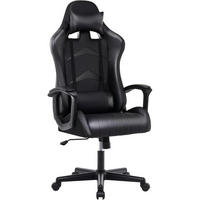 GAMING Stuhl mit Kopf- und Lendenkissen Schwarz 52 x 49 x 130 cm - Schwarz, Kunststoff (49/130/52cm)