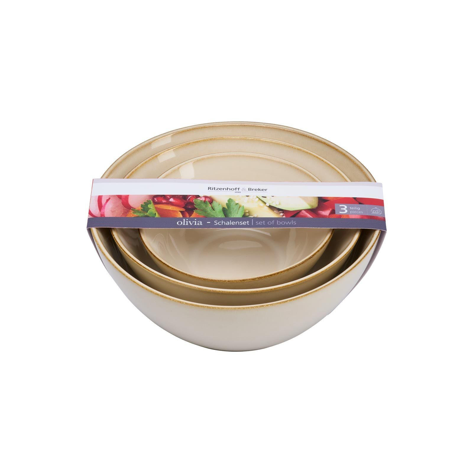 SCHALEN-SET Olivia beige 3er Set - Beige, Keramik (1/1/1cm) - Ritzenhoff Breker