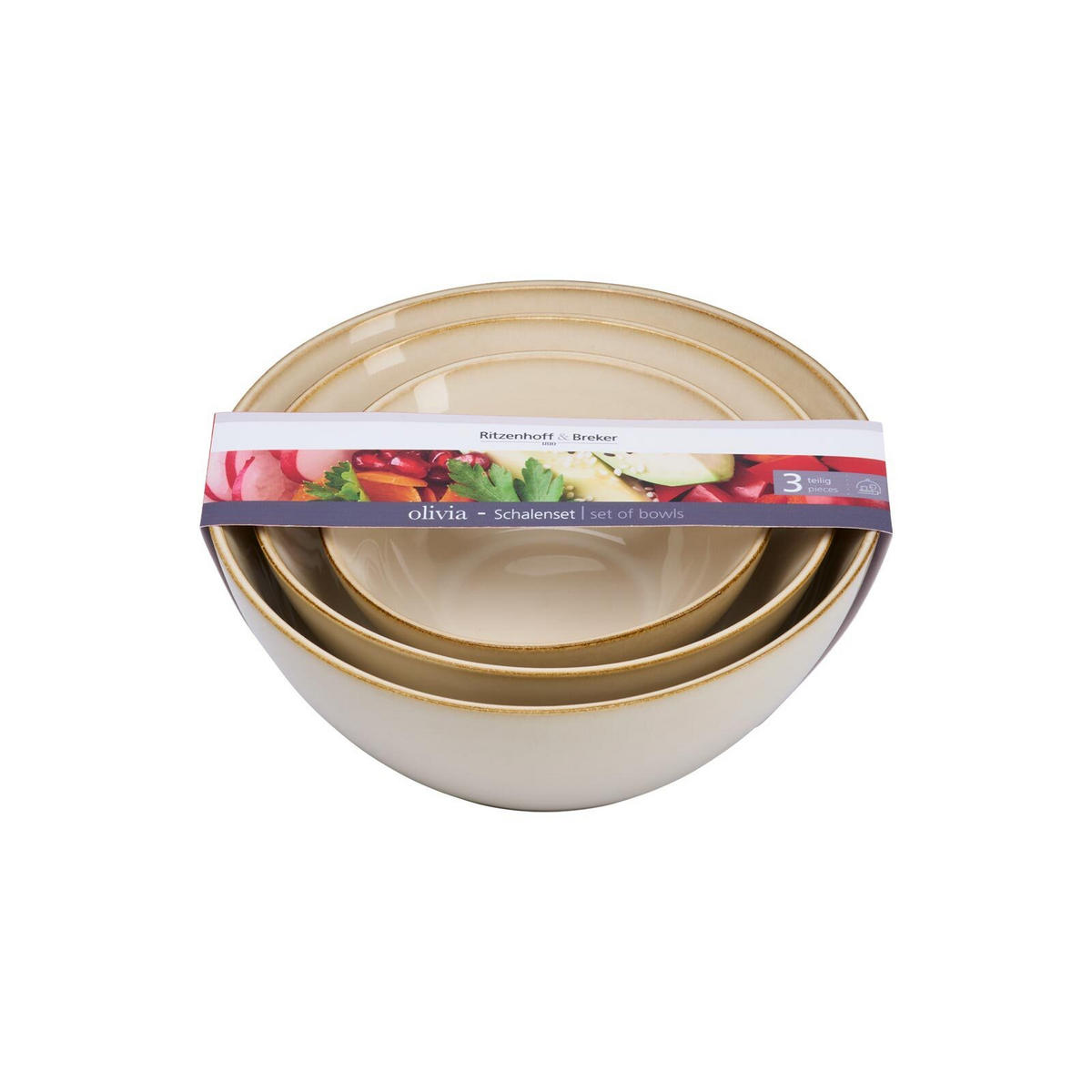 SCHALEN-SET Olivia beige 3er Set - Beige, Keramik (1/1/1cm) - Ritzenhoff Breker