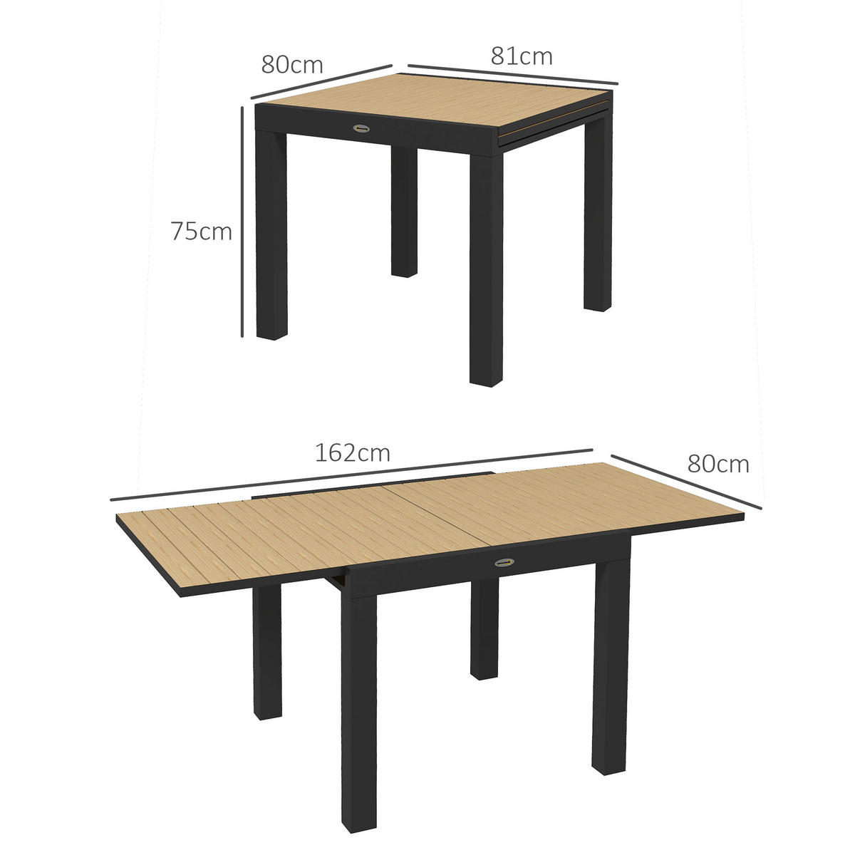 GARTENTISCH Gelb 162.0/80.0/75.0cm - Gelb, Metall (162/80/75cm)
