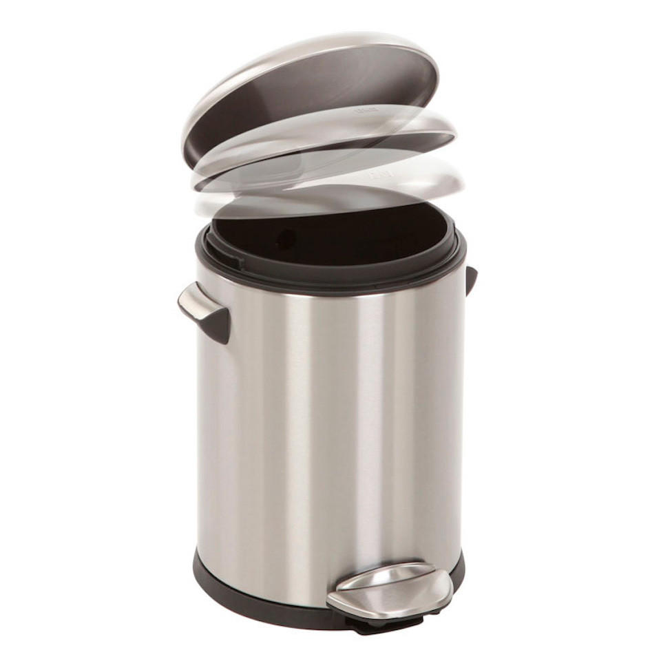 MÜLLEIMER Retro Mit Markanten Griffen und Kugelkappe 5 Liter 30 x 20,5 cm Kunststoff Inneneimer Silber - Silberfarben, Metall (23.7/30/27.2cm) - PROREGAL