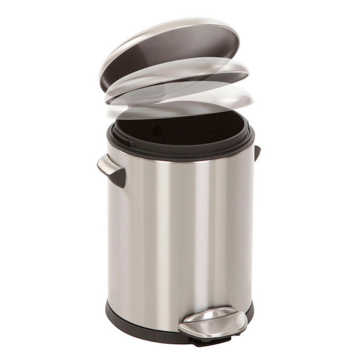 MÜLLEIMER Retro Mit Markanten Griffen und Kugelkappe 5 Liter 30 x 20,5 cm Kunststoff Inneneimer Silber - Silberfarben, Metall (23.7/30/27.2cm) - PROREGAL