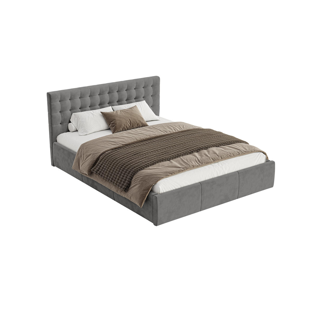 POLSTERBETT Lindos 140x200 cm, Grau - Grau, Textil (140/200cm) - Fedve