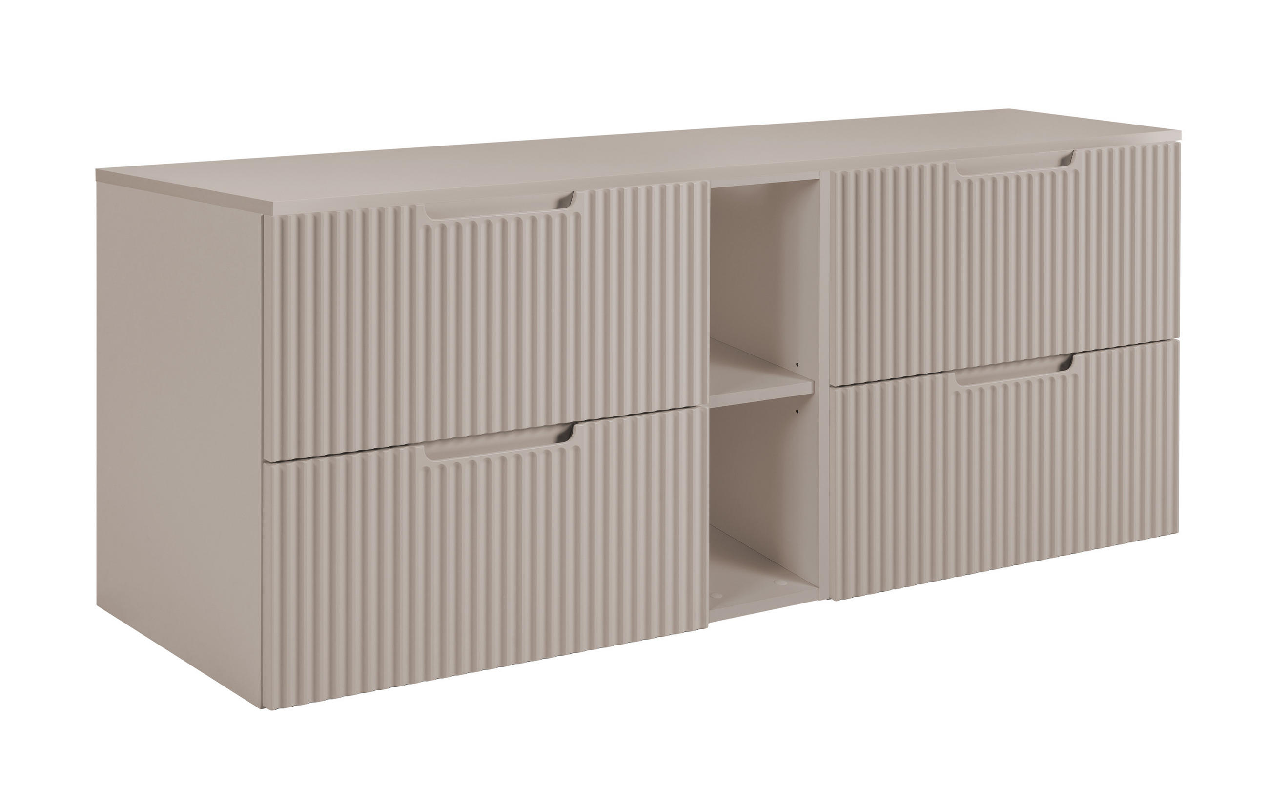 BADEZIMMERSCHRANK : Beige, 140 (2 x 60 + 20) x 58,6 x 46 cm - Beige/Weiß, Holzwerkstoff (140/58.6/46cm) - 3XE LIVING