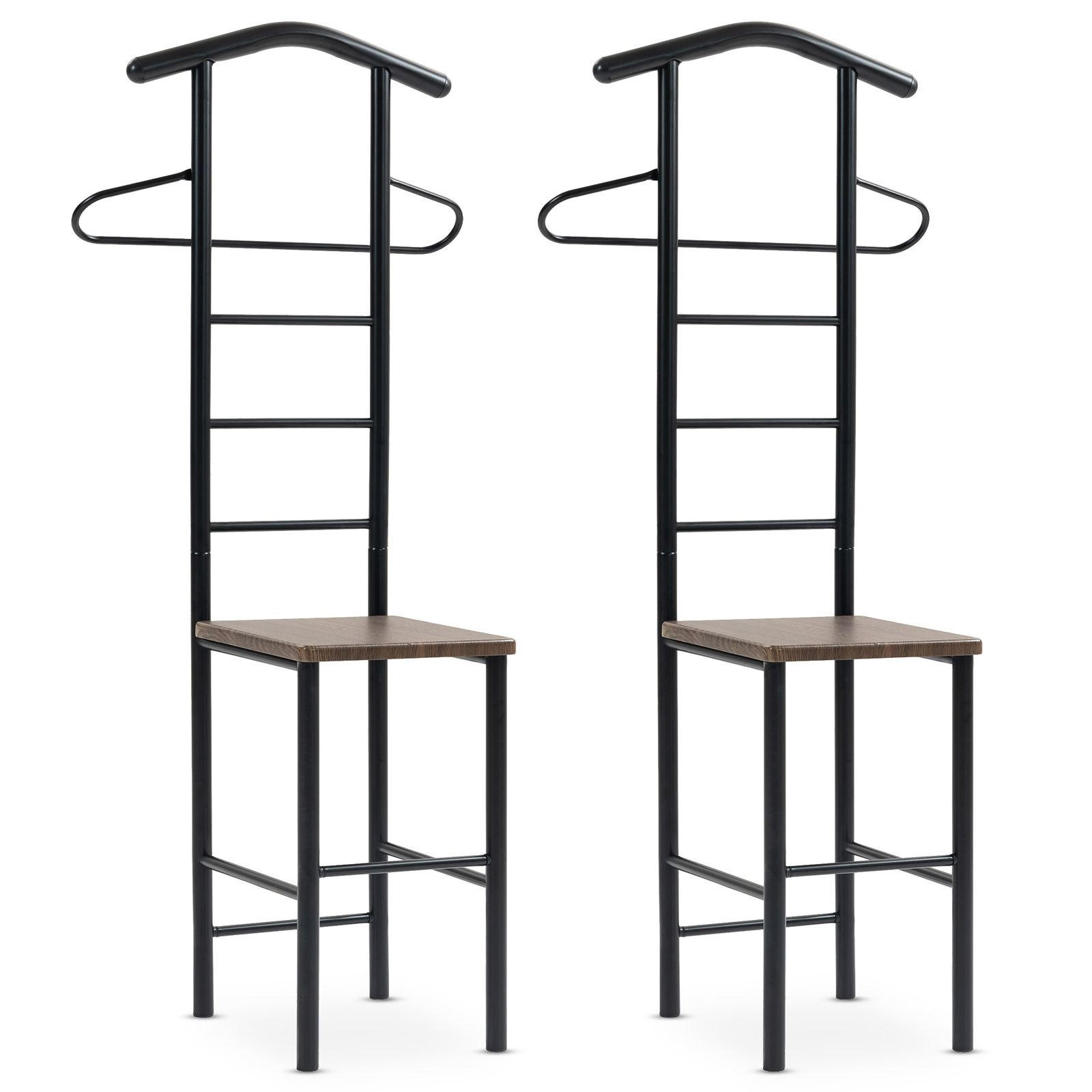 CARO-Möbel Herrendiener Schwarz, Braun 53x121x47 cm