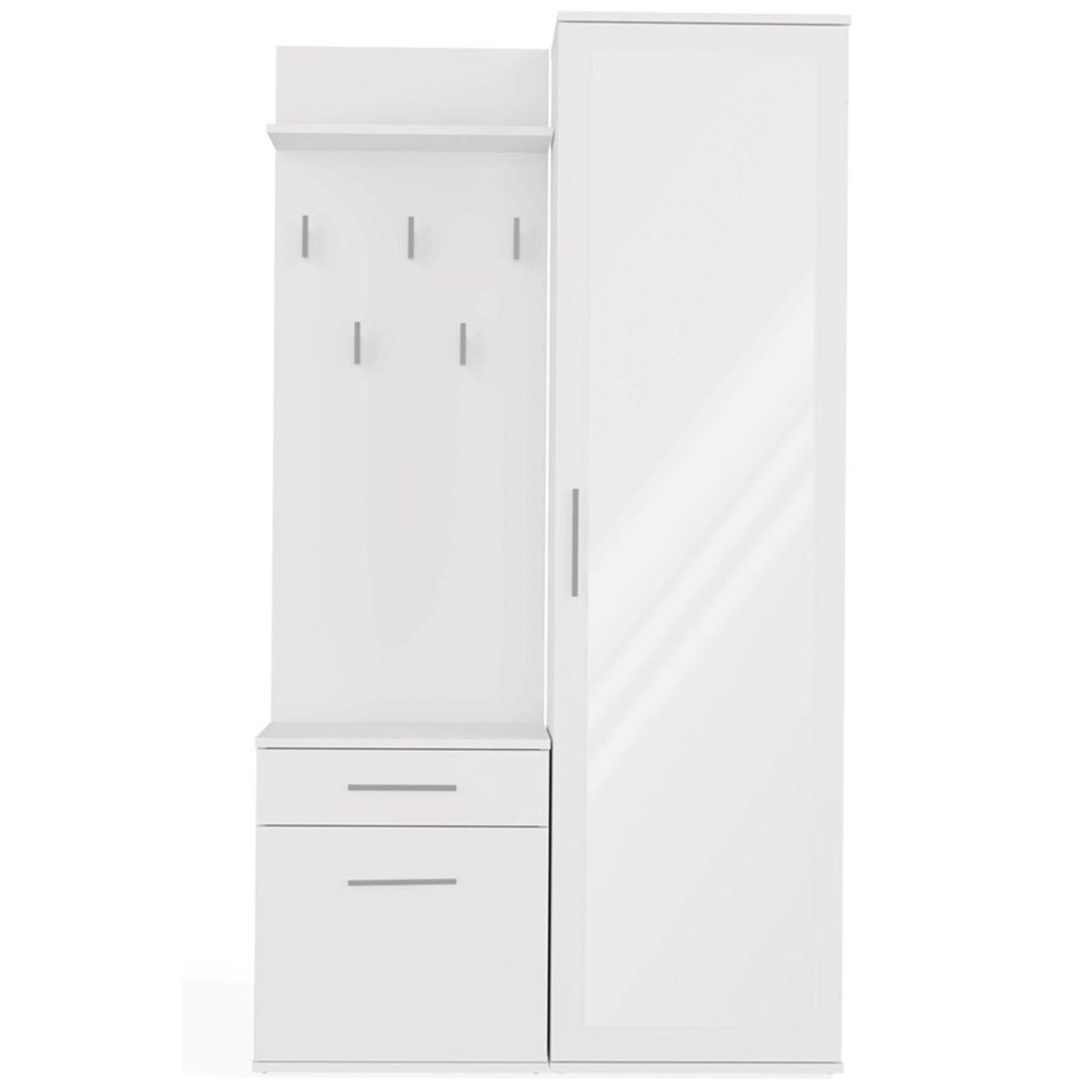 FLURMÖBEL-SET Duvio Weiß - Silberfarben/Weiß, Holzwerkstoff/Kunststoff (100/35/180cm) - Selsey
