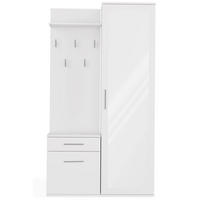FLURMÖBEL-SET Duvio Weiß - Silberfarben/Weiß, Holzwerkstoff/Kunststoff (100/35/180cm) - Selsey
