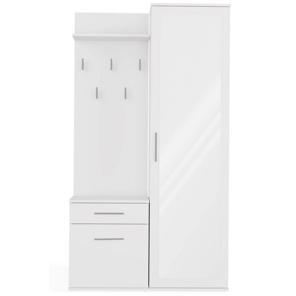 FLURMÖBEL-SET Duvio Weiß - Silberfarben/Weiß, Holzwerkstoff/Kunststoff (100/35/180cm) - Selsey
