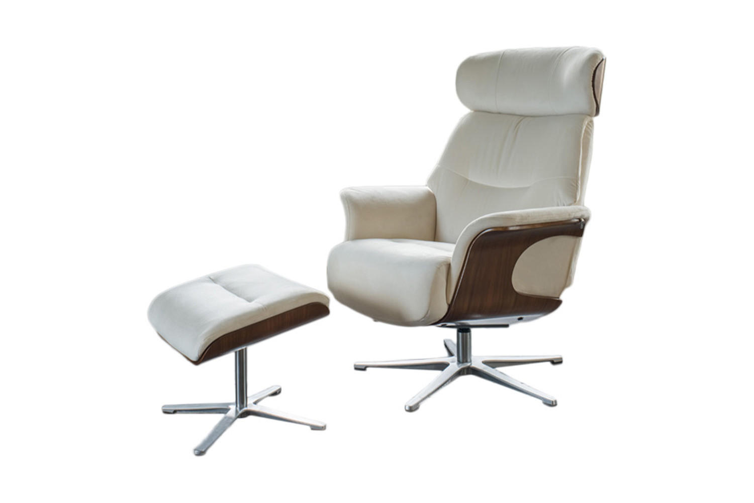 RELAXSESSELSET TOSAR Cremeweiß Velvet - Silberfarben/Creme, Textil/Metall (83/110/89cm) - KAWOLA