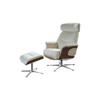 RELAXSESSEL TOSAR Cremeweiß Velvet Relaxfunktion - Silberfarben/Creme, Textil/Metall (83/110/89cm) - KAWOLA