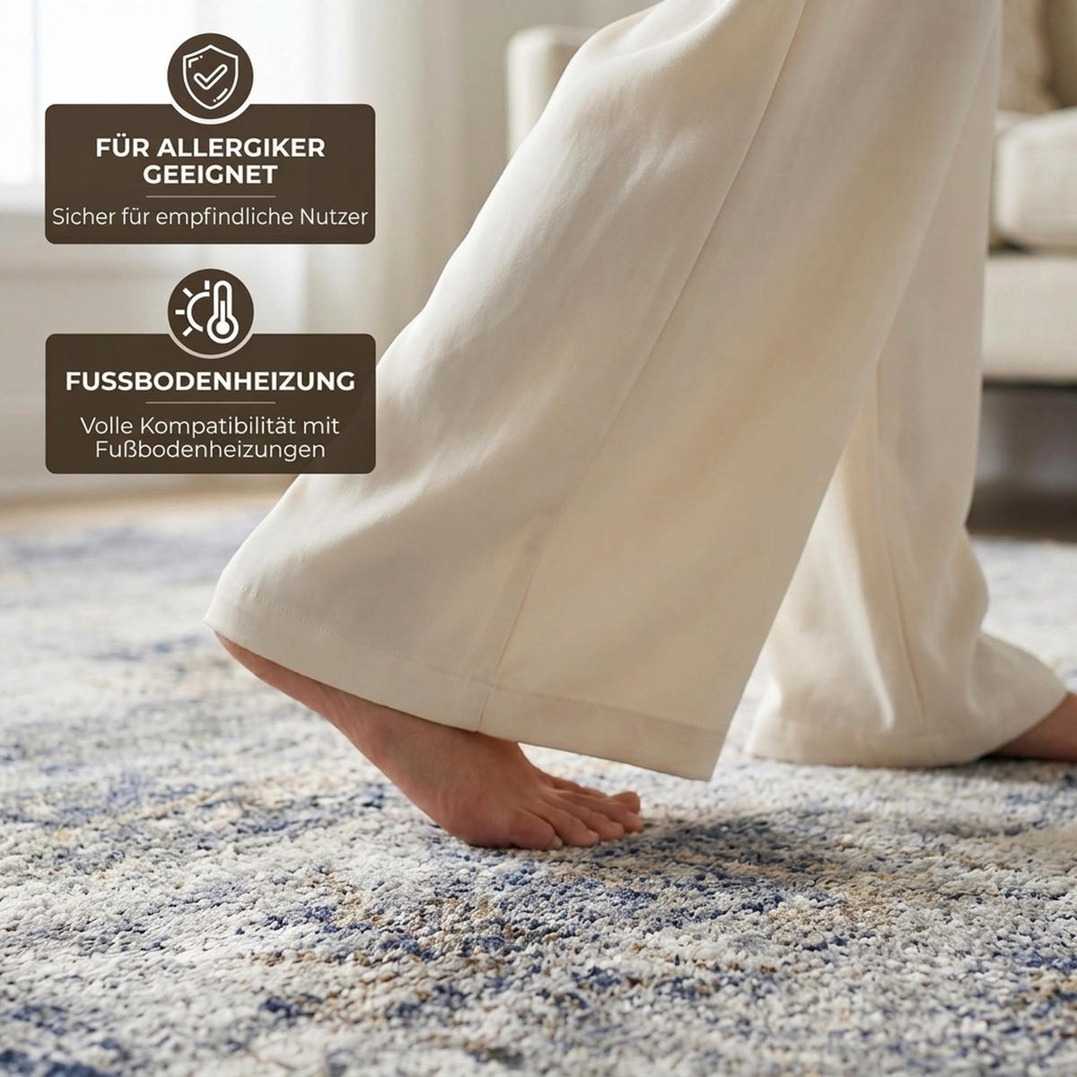 TEPPICH Polyester Grau - Grau, Textil (140/200cm) - HOMCOM