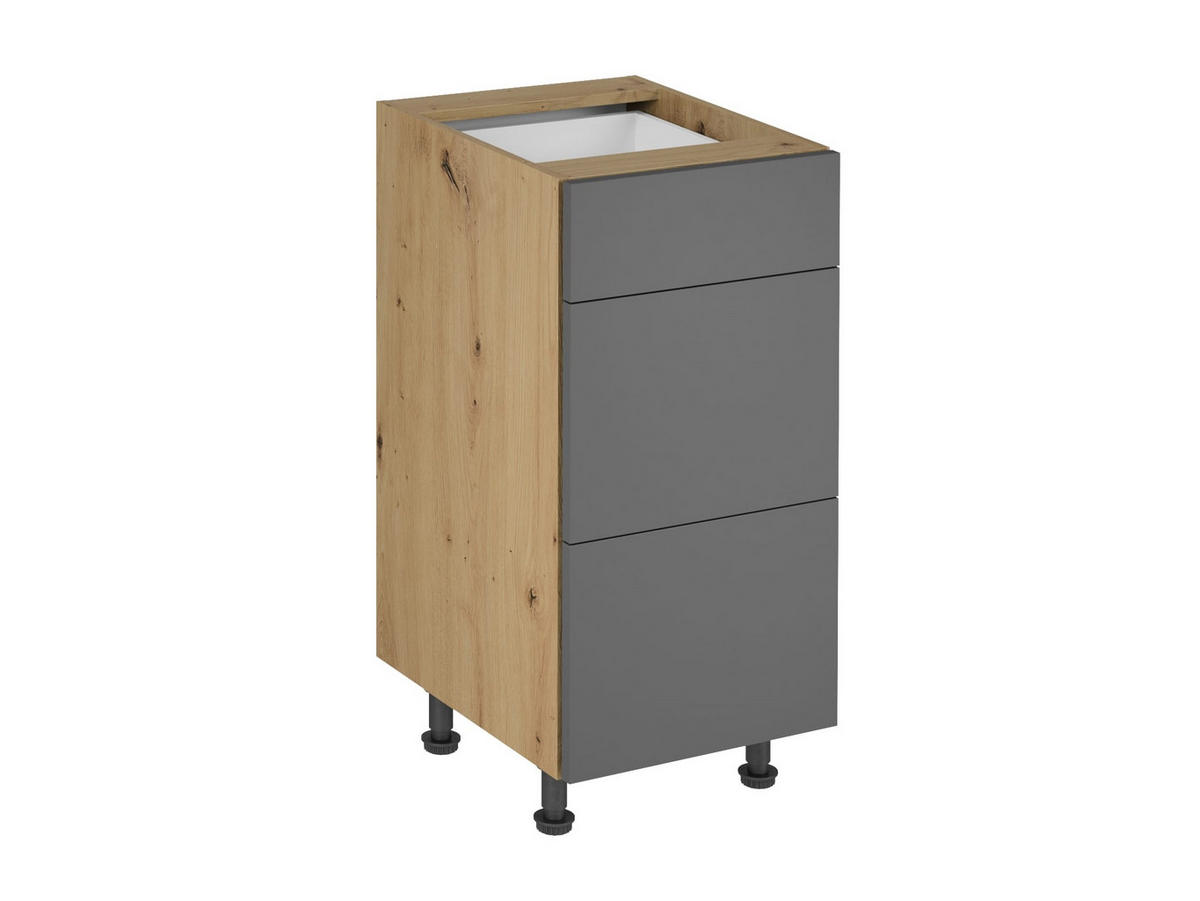 UNTERSCHRANK 40 cm – Nexa D40S3 – Beige / Push-to-Open-System - Beige, Holzwerkstoff (40/82/47cm) - ROYAL24_MARKT