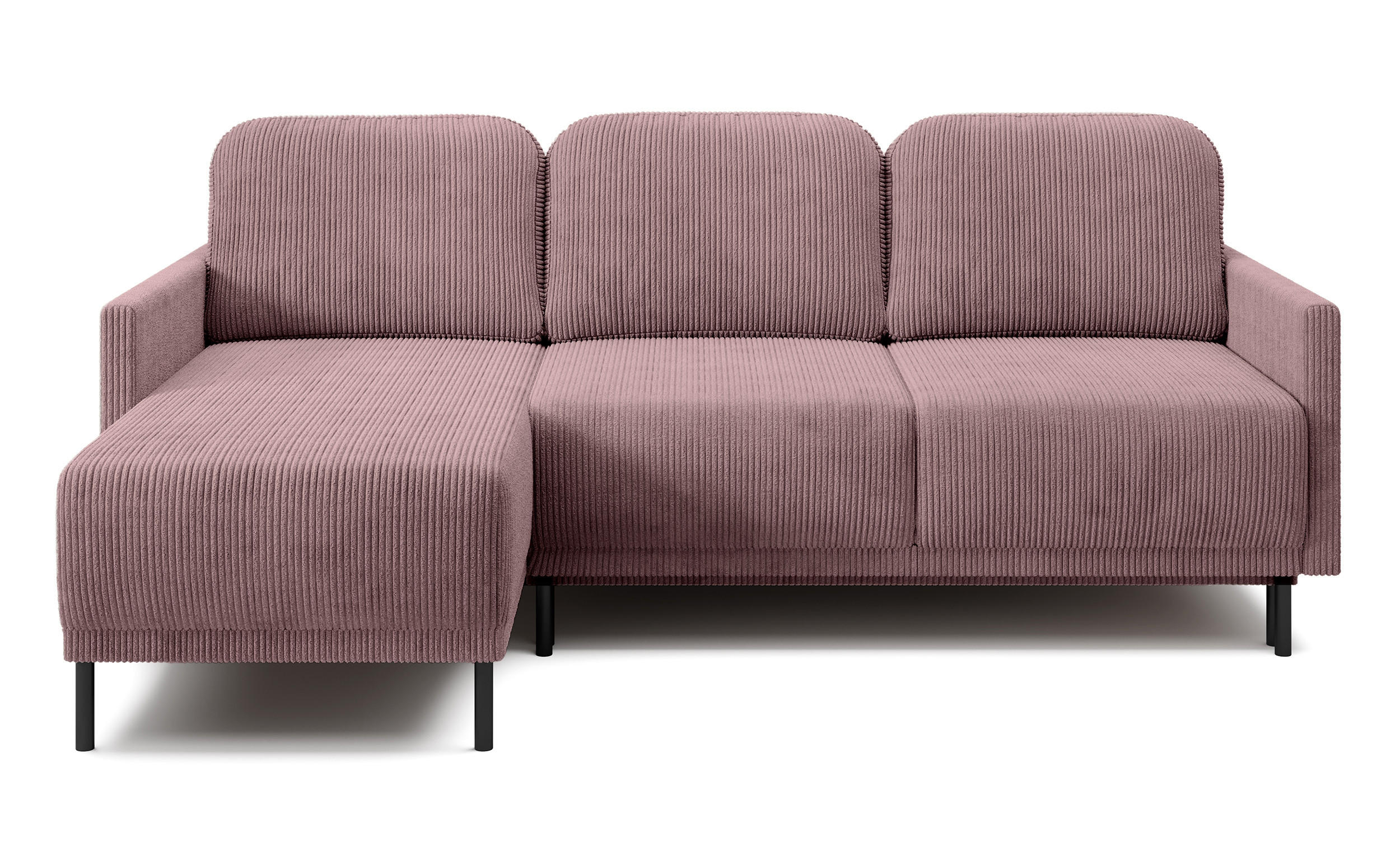 ECKSOFA Hamiel Lila Cordbezug - Flieder/Schwarz, Holz/Textil (212/142cm) - Selsey