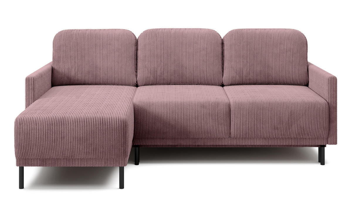 ECKSOFA Hamiel Lila Cordbezug - Flieder/Schwarz, Holz/Textil (212/142cm) - Selsey