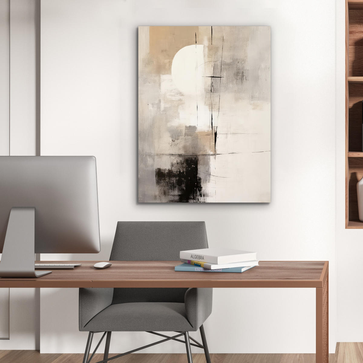 KOVOVÝ OBRAZ Abstraktné - Umenie - Sivé 60x80 cm - svetlosivá, kov (60/80cm) - MuchoWow
