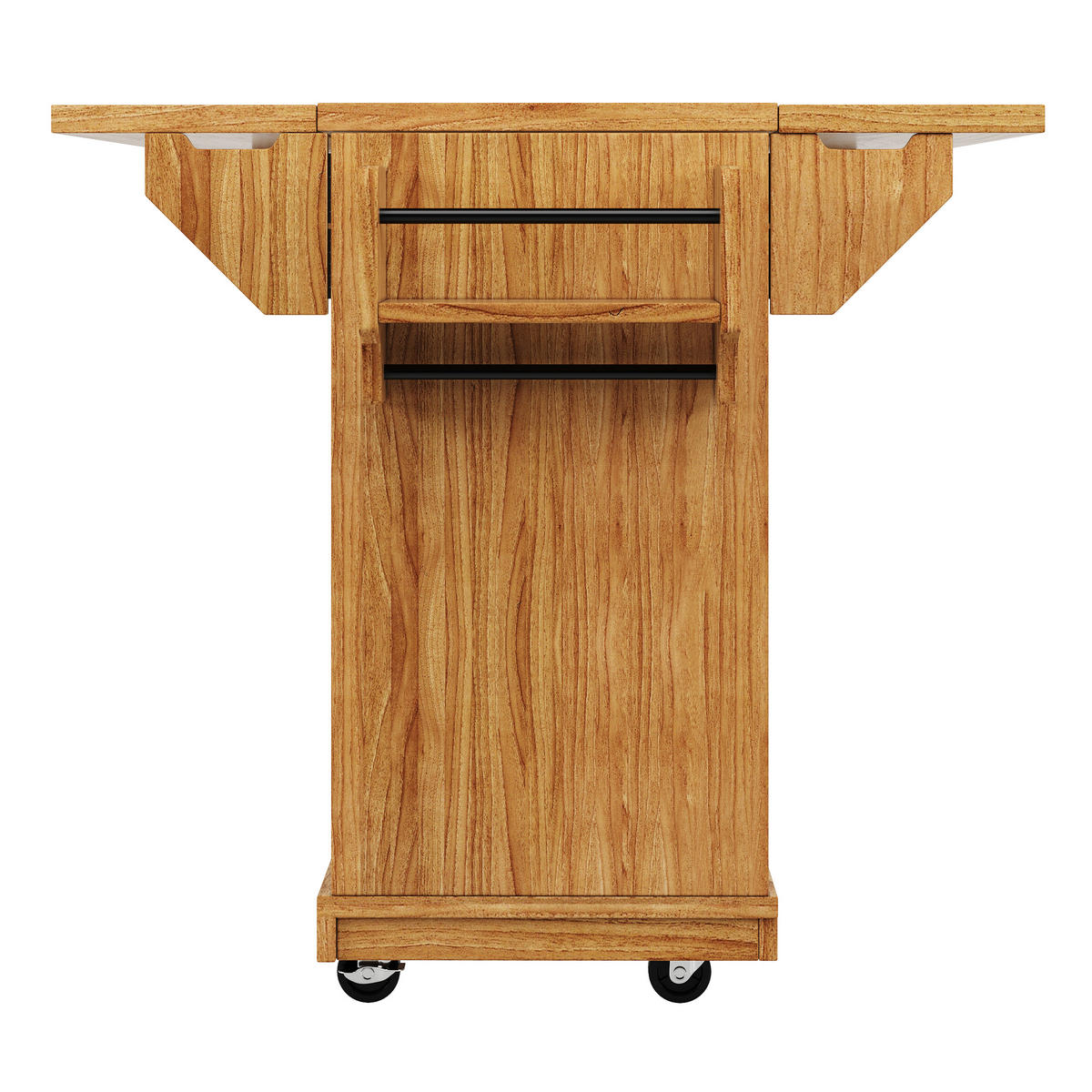 KÜCHENINSEL Ausklappbar Küchenwagen PE Rattan Dunkelbraun - Dunkelbraun, Holzwerkstoff (142.5/95/80cm) - FLIEKS