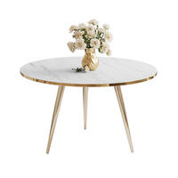 COUCHTISCH SOLEIL GOLD Weiß Marmor, 70cm - Weiß, Holzwerkstoff (70/70/47cm) - Lookway