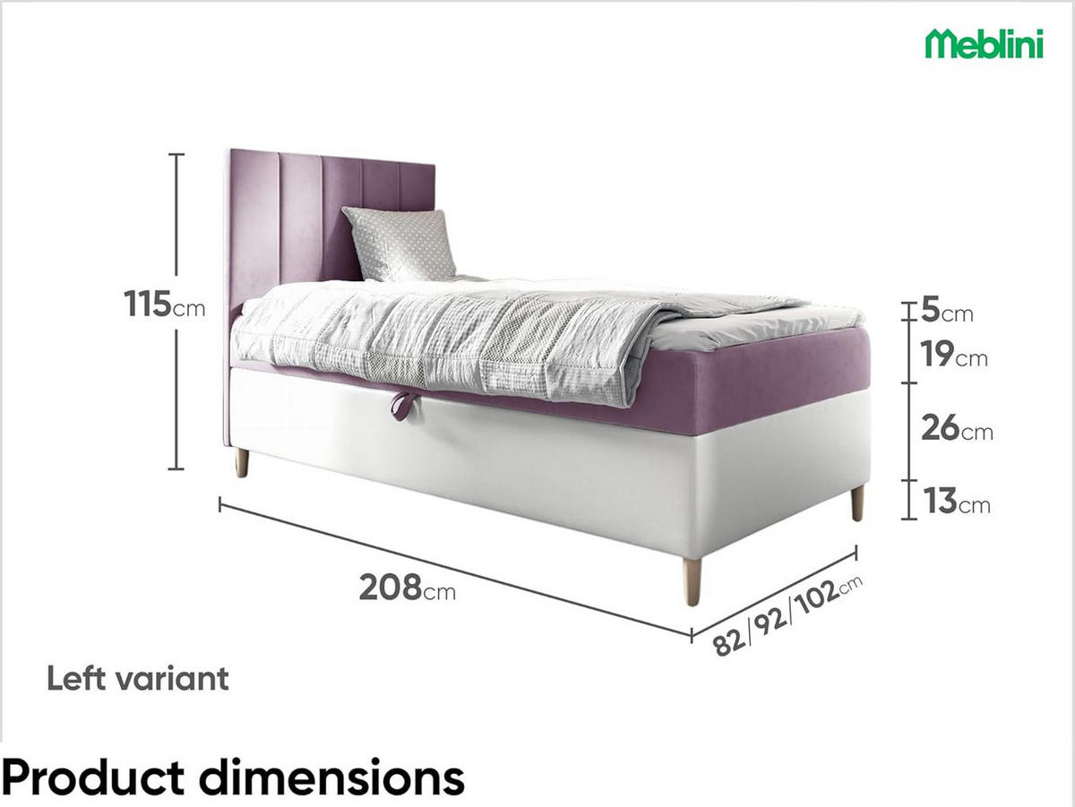 KINDERBETT MAYA 1 - Lila/Weiß, Holzwerkstoff (102/208cm) - Meblini
