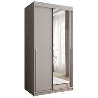 SCHWEBETÜRENSCHRANK mit Spiegel 100 cm Breite Kaschmirmit silbernem Griff - Kaschmir/Silberfarben, Holzwerkstoff (250/200/62cm) - Home Collective