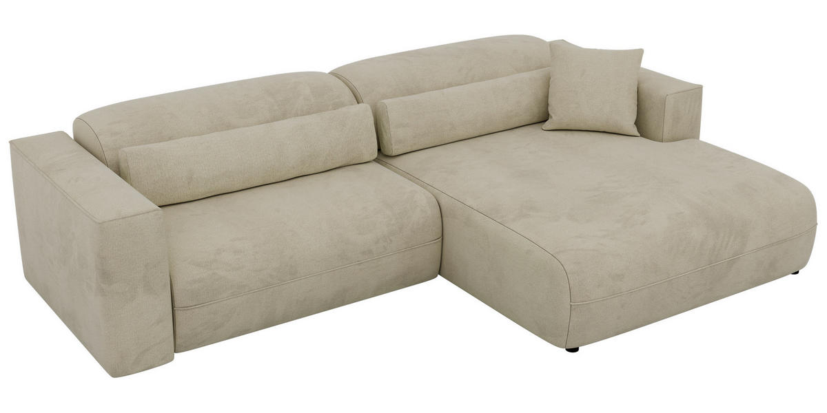 ROHOVÁ SEDAČKA PAZURRO L - Béžová Samet - Vpravo - čierna/béžová, textil/plast (288/180cm) - MKS