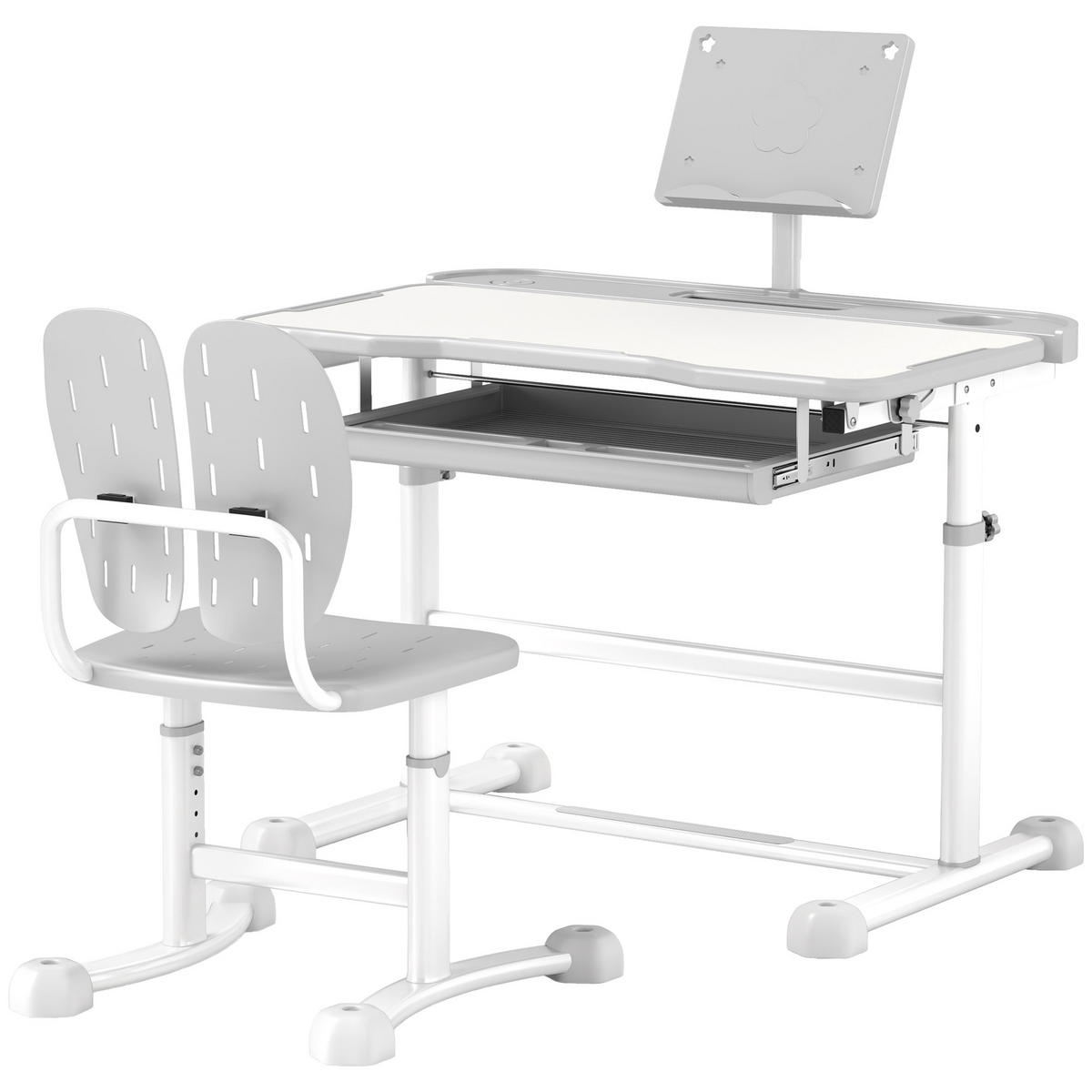 SCHREIBTISCH-SET DE-17528 Grau - Grau, Kunststoff (80/102/50cm) - ComfortXL