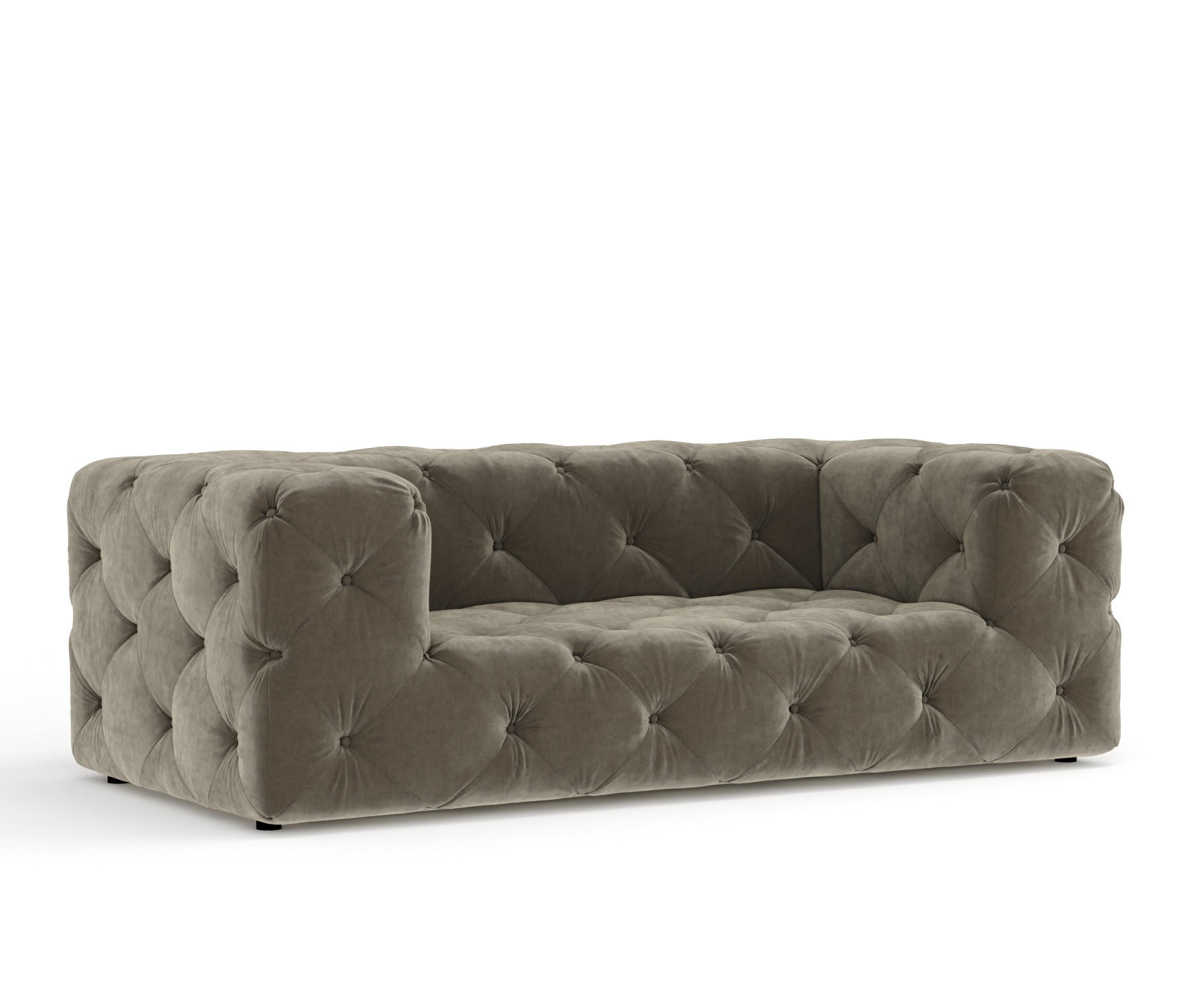 2-SITZER-SOFA Cosimo Taupe Samtstoff - Taupe/Schwarz, Holz/Holzwerkstoff (193/71/100cm) - Maison de Reve