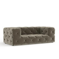 2-SITZER-SOFA Cosimo Taupe Samtstoff - Taupe/Schwarz, Holz/Holzwerkstoff (193/71/100cm) - Maison de Reve