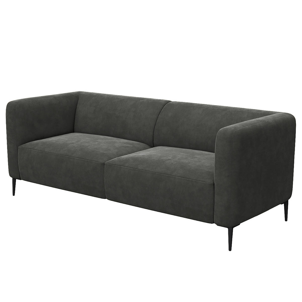 3-SITZER SOFA - Schwarz/Grün, Textil/Metall (205/74/88cm) - home24